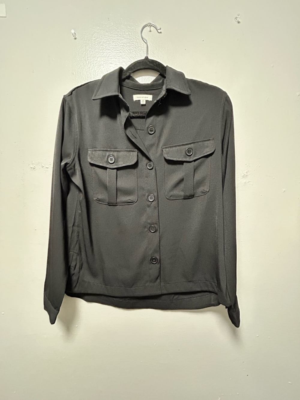 Max Studio Black Button-Front Jacket - Picture 2 of 2